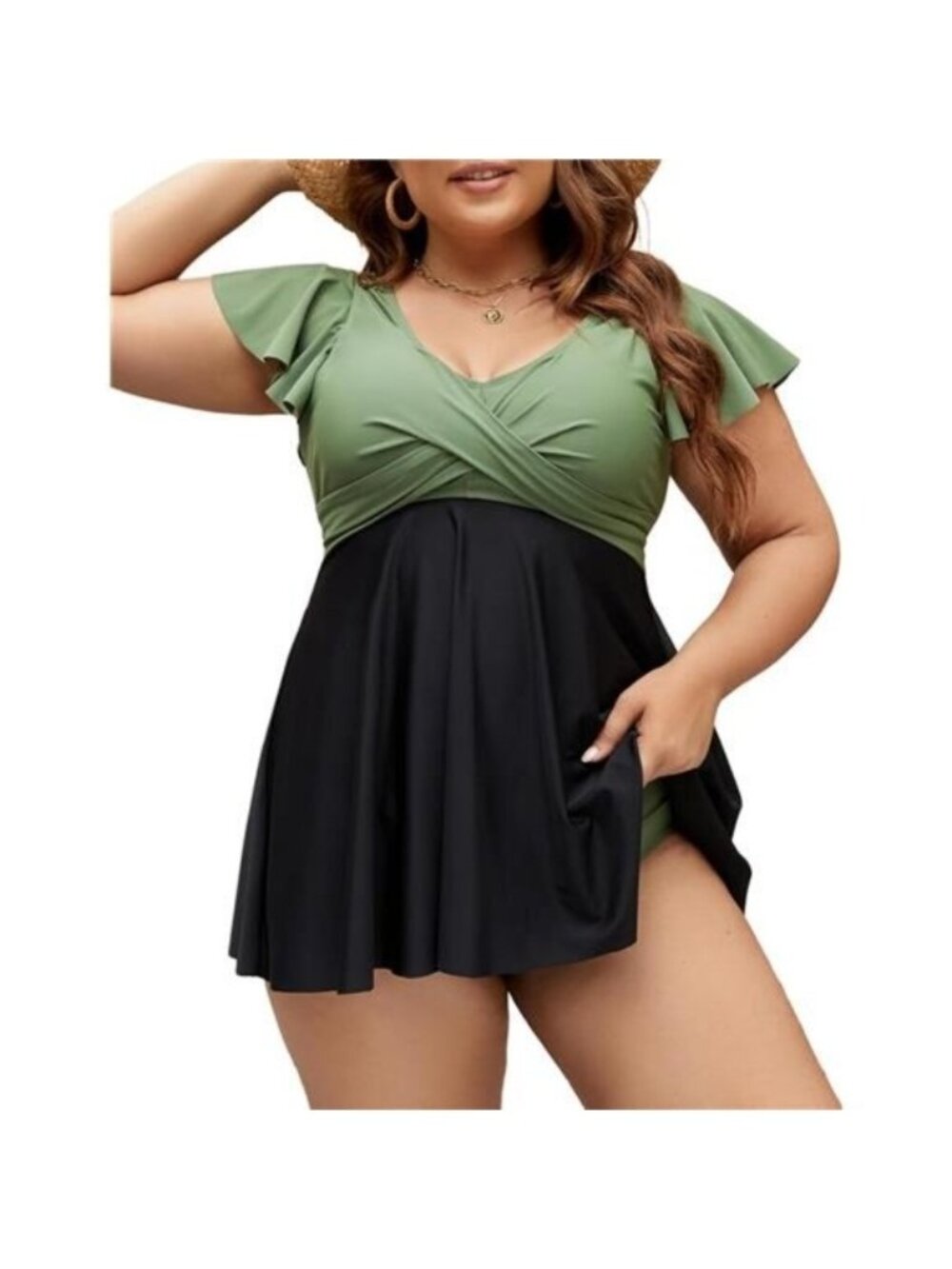Women’s Plus Size Tankini Swim Dress Tummy Control Swimsuit